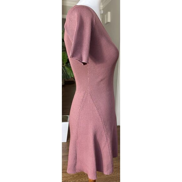 ~ NWT ~ Lulus ~ Time to Twirl Mauve Ribbed Short Sleeve Skater Mini Dress ~ XS - Picture 3 of 7